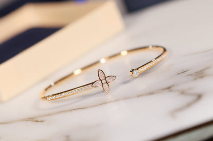 [Clover-Jewelry]IDYLLE GOLD OPEN BRACELET DIAMOND PAVED