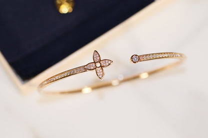 [Clover-Jewelry]IDYLLE GOLD OPEN BRACELET DIAMOND PAVED