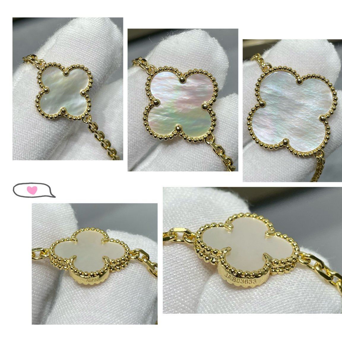 [Clover-Jewelry]CLOVER 16 MOTIF WHITE MOP GOLD NECKLACE