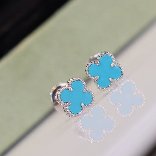 [Clover-Jewelry]CLOVER MINI TURQUOISE SILVER STUD EARRINGS