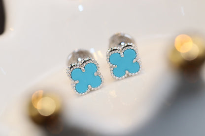 [Clover-Jewelry]CLOVER MINI TURQUOISE SILVER STUD EARRINGS