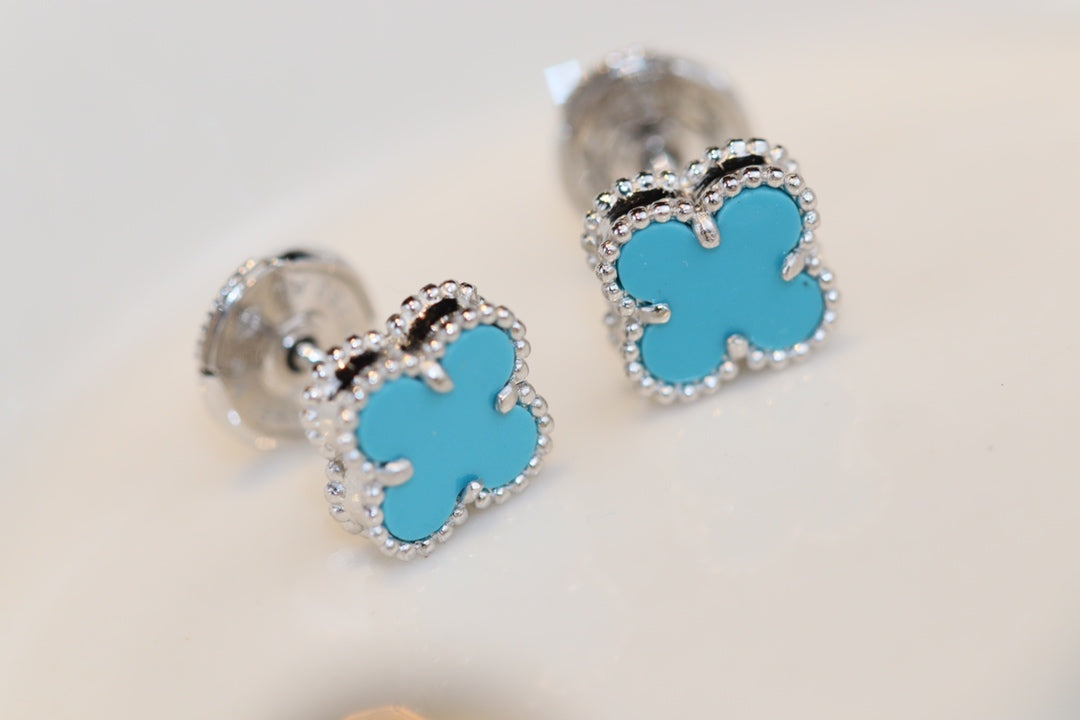 [Clover-Jewelry]CLOVER MINI TURQUOISE SILVER STUD EARRINGS