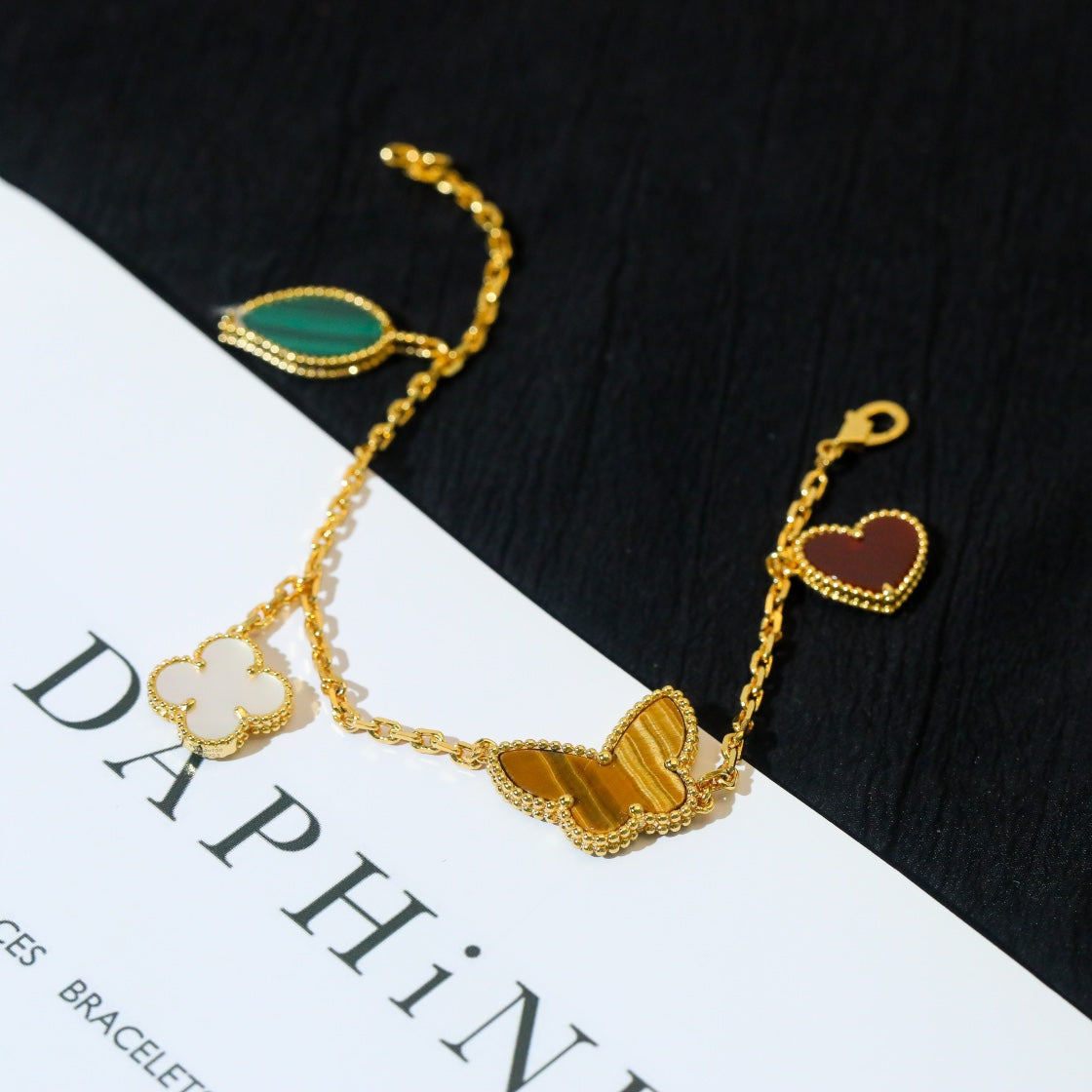 [Clover-Jewelry]LUCKY SPRING 5 MOTIF GOLD BRACELET