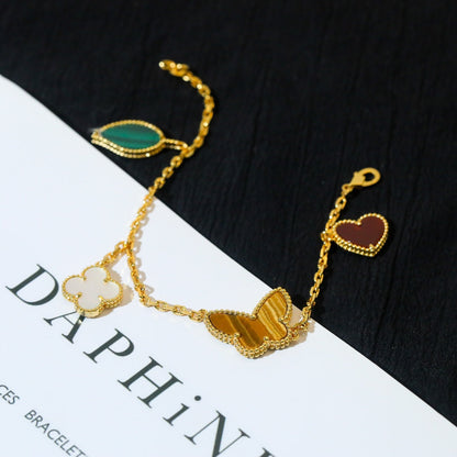 [Clover-Jewelry]LUCKY SPRING 5 MOTIF GOLD BRACELET