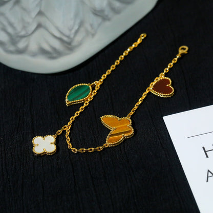 [Clover-Jewelry]LUCKY SPRING 5 MOTIF GOLD BRACELET