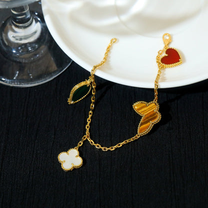 [Clover-Jewelry]LUCKY SPRING 5 MOTIF GOLD BRACELET