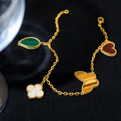 [Clover-Jewelry]LUCKY SPRING 5 MOTIF GOLD BRACELET