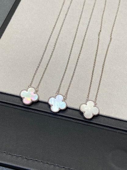 [Clover-Jewelry]CLOVER MEDIUM SILVER WHITE MOP NECKLACE