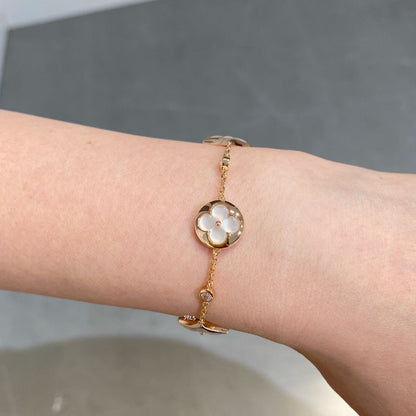 [Clover-Jewelry]STAR AND SUN 4 MOTIF WHITE MOP PINK GOLD BRACELET