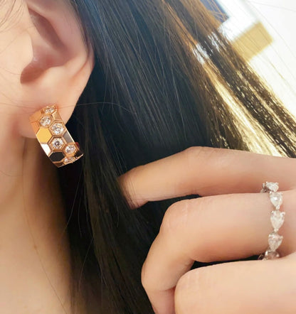 [Clover-Jewelry]BEE LOVE DIAMOND HOOP EARRINGS