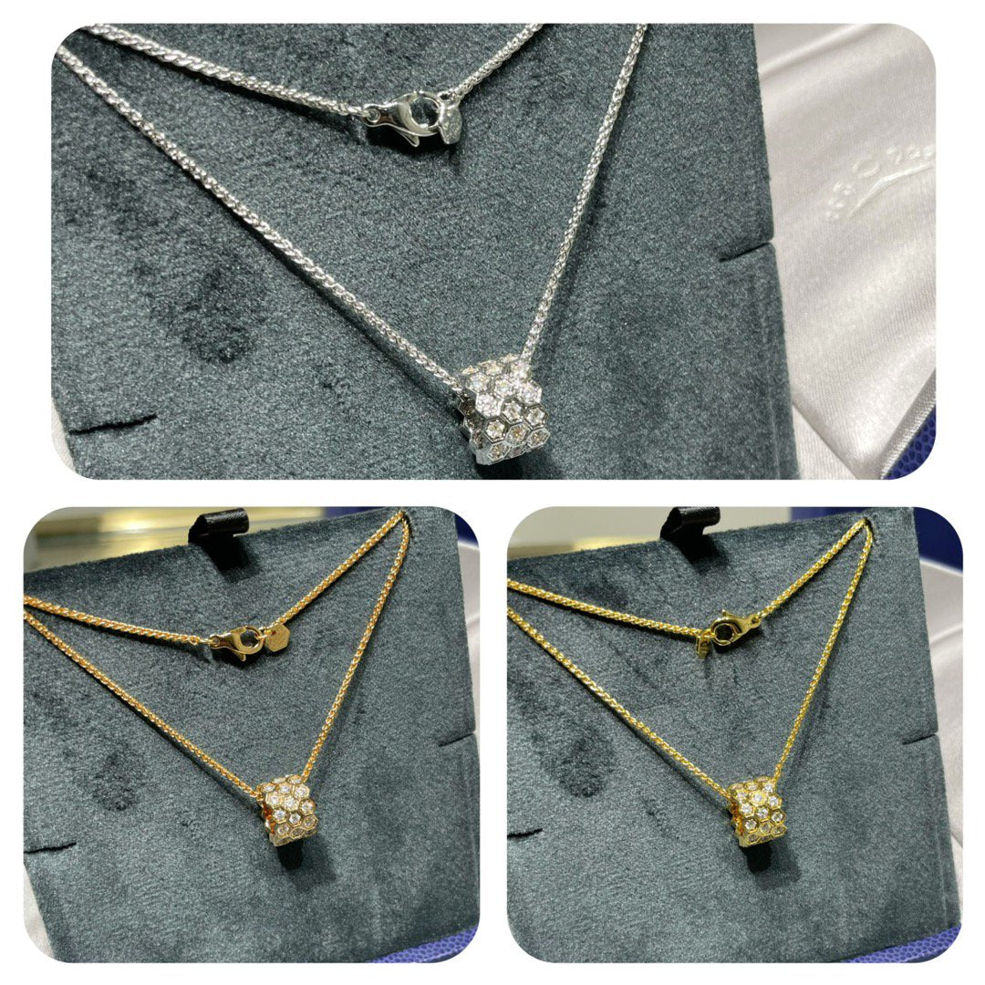 [Clover-Jewelry]BEE LOVE DIAMOND PAVED 3 ROW NECKLACE