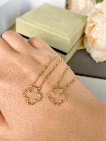 [Clover-Jewelry]CLOVER ROCK CRYSTAL ROSE GOLD NECKLACE