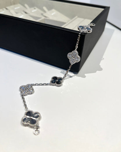 [Clover-Jewelry]CLOVER 5 MOTIF SILVER DIAMOND BRACELET