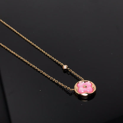 [Clover-Jewelry]COLOR BLOSSOM PINK MOP SUN GOLD NECKLACE