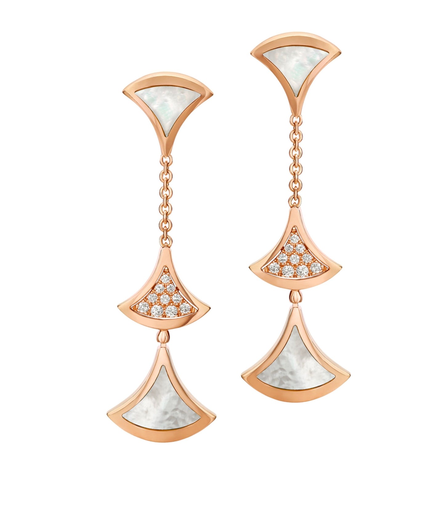 [Clover-Jewelry]DREAM EARRINGS 3 MOTIFS DIAMOND MOP PINK GOLD