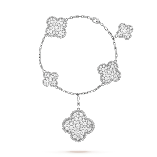 [Clover-Jewelry]CLOVER 6 MOTIFS SILVER DIAMOND BRACELET