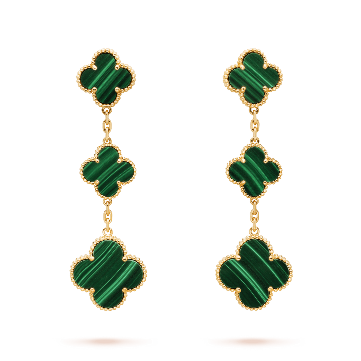 [Clover-Jewelry]CLOVER MALACHITE 3 MOTIFS GOLD