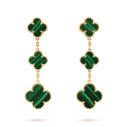 [Clover-Jewelry]CLOVER MALACHITE 3 MOTIFS GOLD