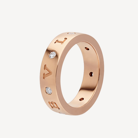 [Clover-Jewelry]ZERO 1 ESSENTIAL PINK GOLD BAND WITH DIAMONDS RING