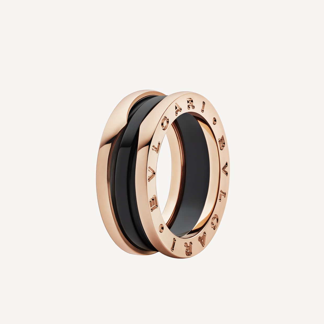 [Clover-Jewelry]ZERO 1 TWO-BAND LOOPS AND BLACK CERAMIC PINK GOLD RING