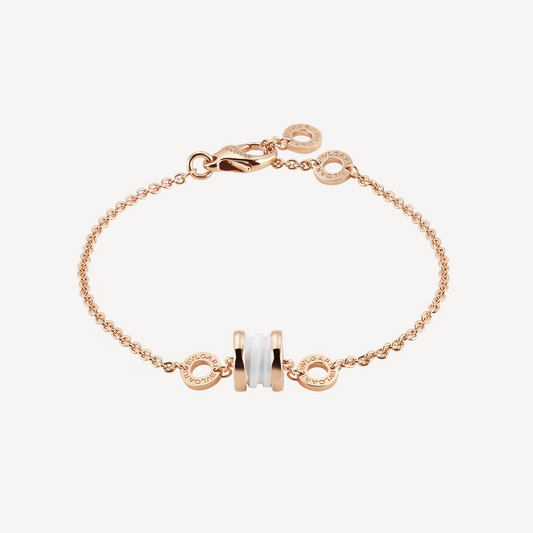 [Clover-Jewelry]ZERO 1 SOFT PINK GOLD AND WHITE CERAMIC BRACELET