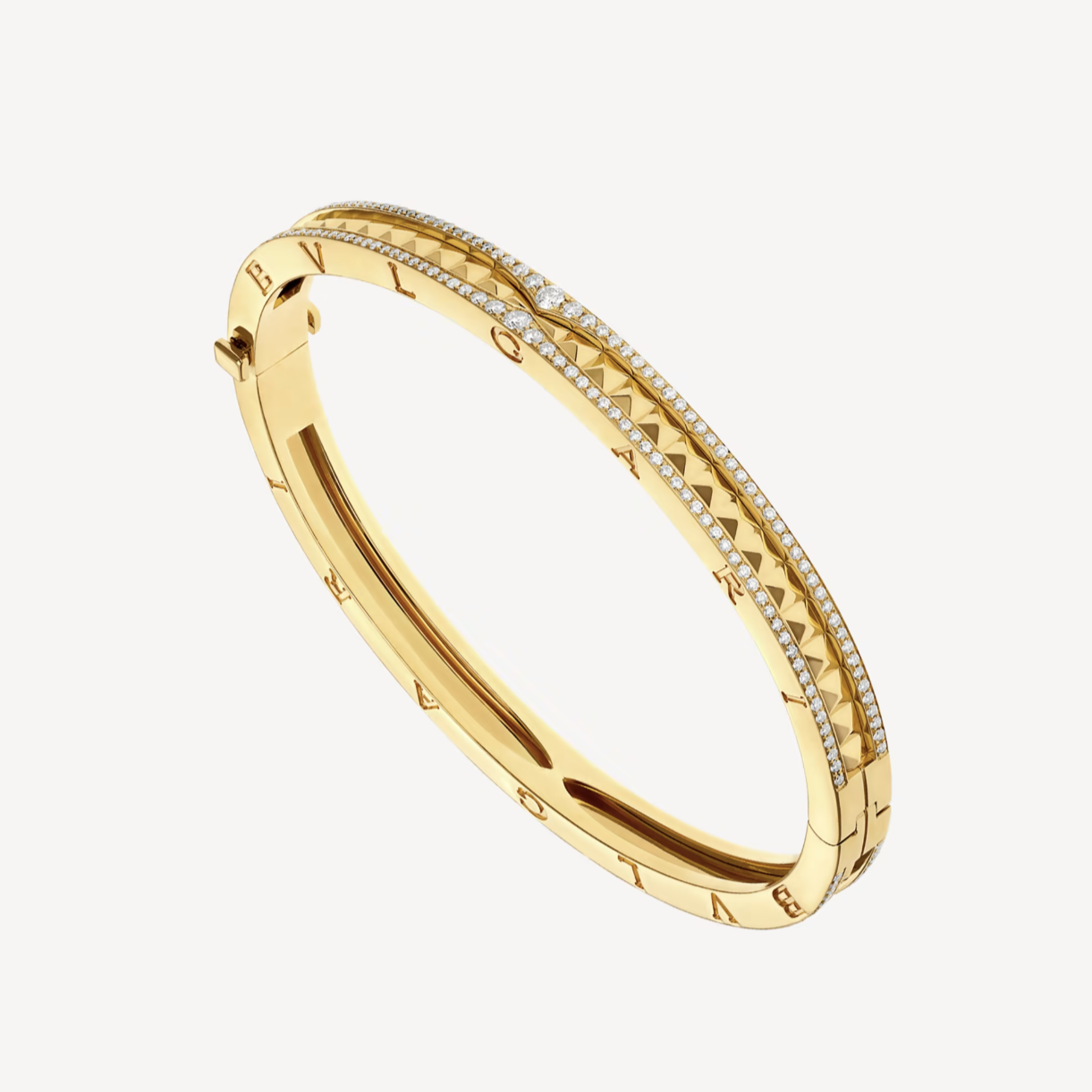 [Clover-Jewelry]ZERO 1 SPIRAL AND PAVED DIAMOND GOLD BRACELET