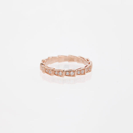 [Clover-Jewelry]SERPENTI RING PINK GOLD DIAMOND PAVED 3MM