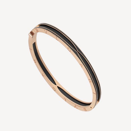 [Clover-Jewelry]ZERO 1 PINK GOLD WITH MATTE BLACK CERAMIC BRACELET