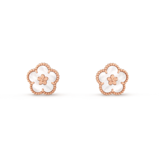 [Clover-Jewelry]LUCKY PINK GOLD WHITE MOP EARRINGS