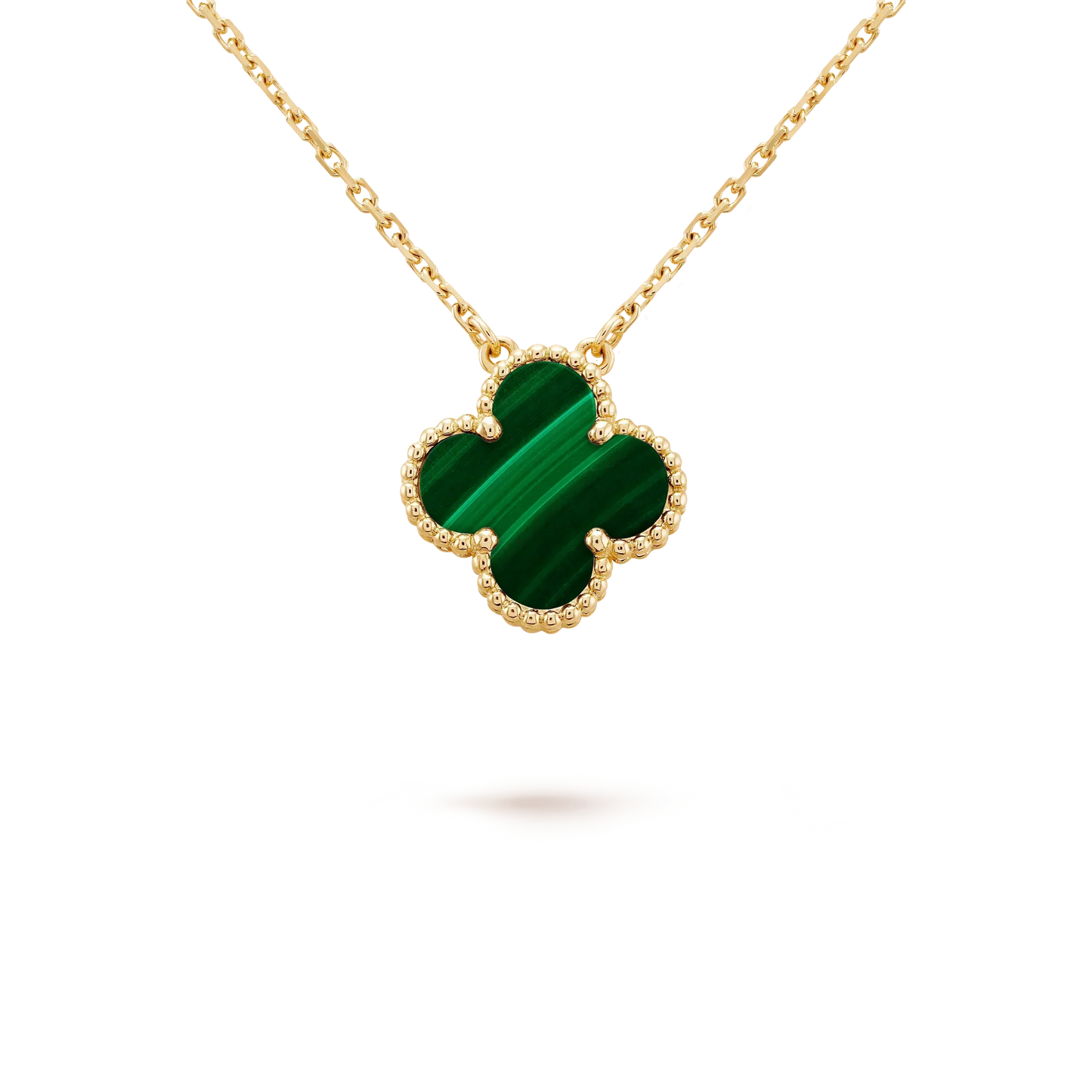 [Clover-Jewelry]CLOVER 15MM MALACHITE SINGLE FLOWER  NECKLACE