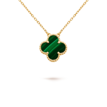 [Clover-Jewelry]CLOVER 15MM MALACHITE SINGLE FLOWER  NECKLACE