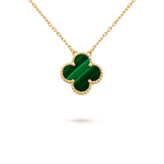 [Clover-Jewelry]CLOVER 15MM MALACHITE SINGLE FLOWER  NECKLACE