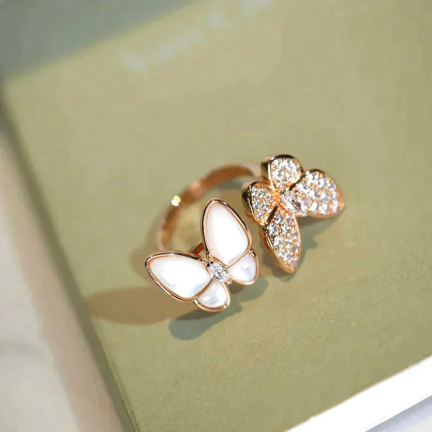 [Clover-Jewelry]TWIN BUTTERFLY DIAMOND MOP RING