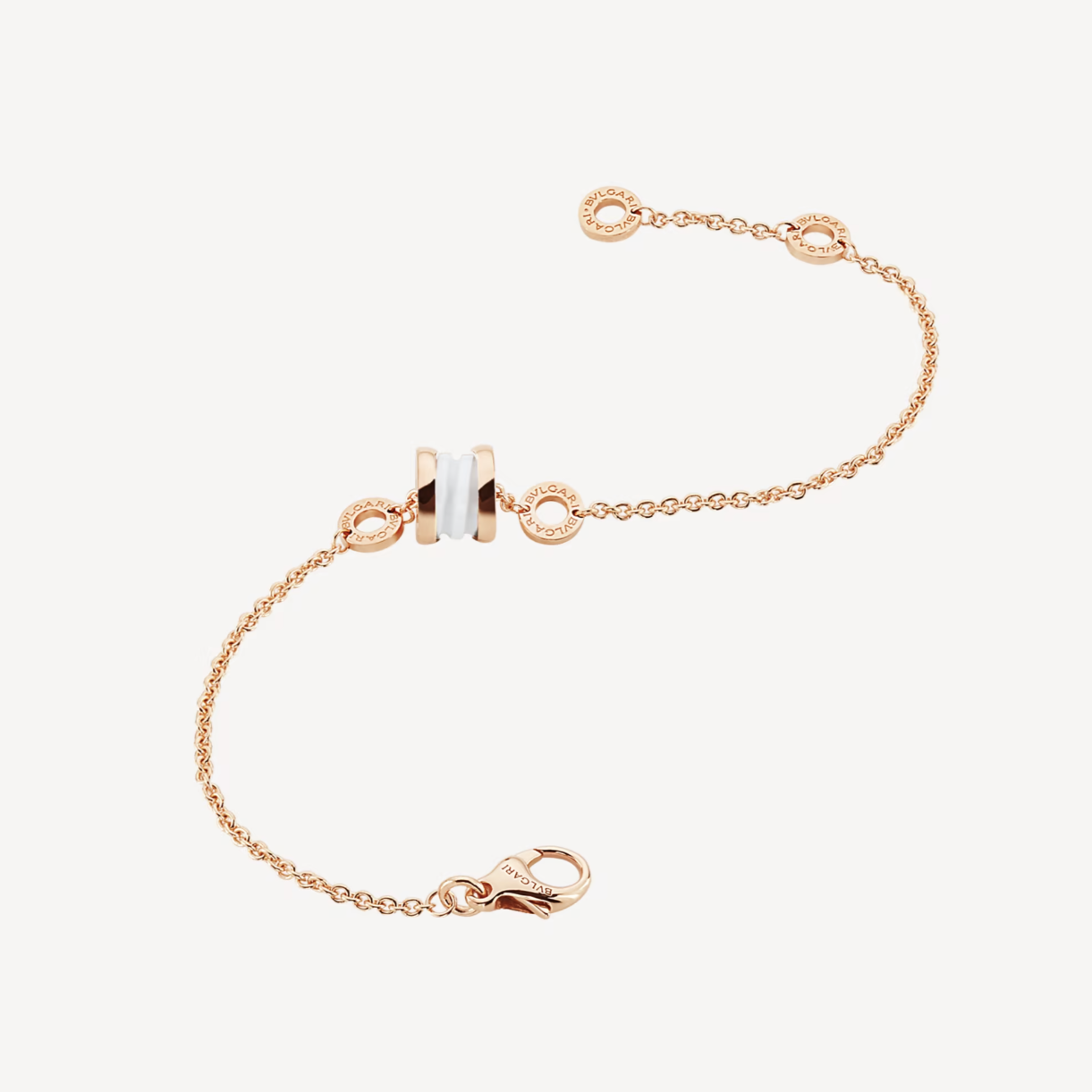 [Clover-Jewelry]ZERO 1 SOFT PINK GOLD AND WHITE CERAMIC BRACELET