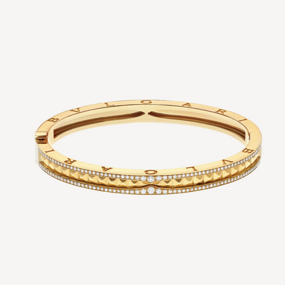 [Clover-Jewelry]ZERO 1 SPIRAL AND PAVED DIAMOND GOLD BRACELET