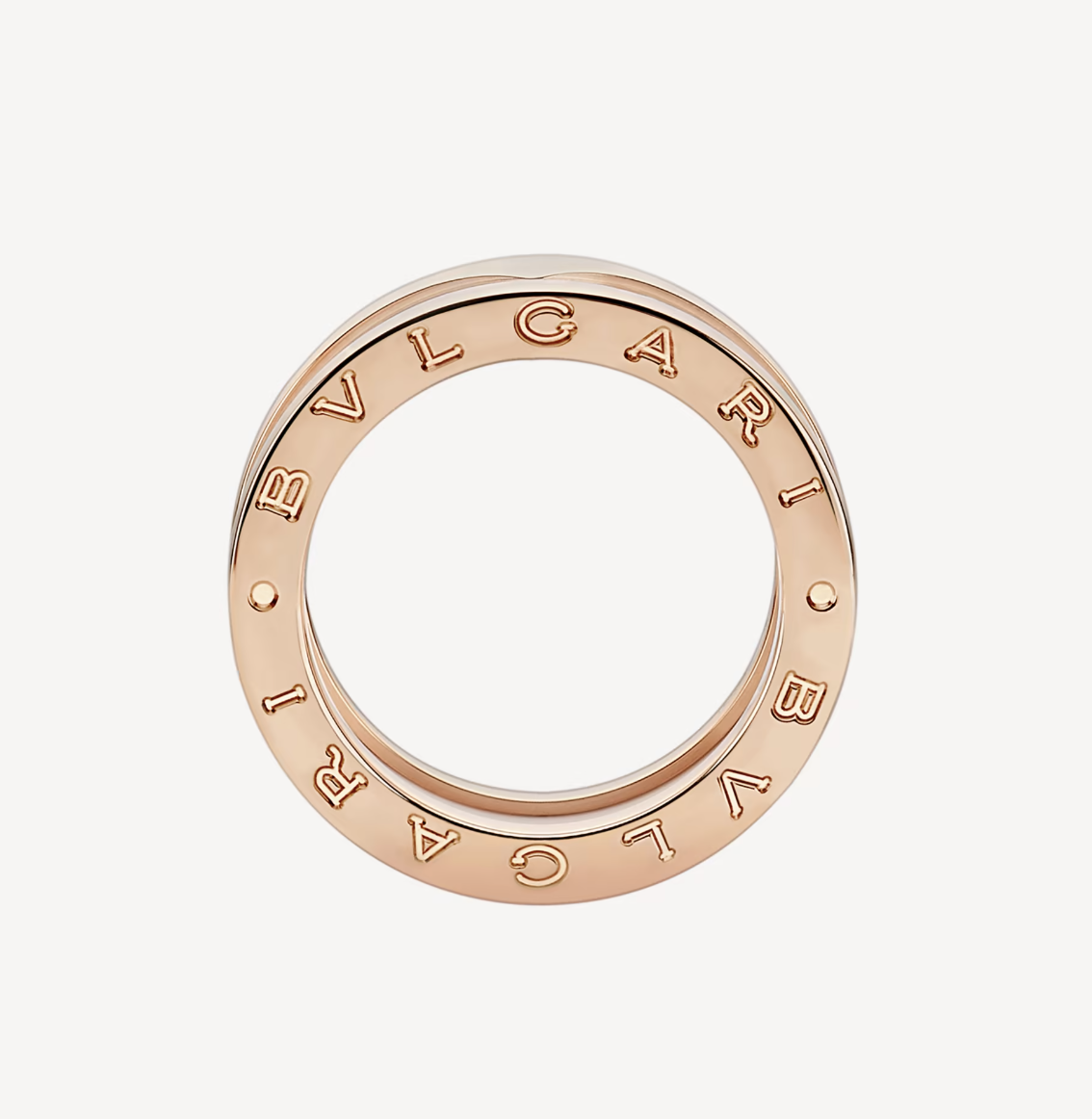 [Clover-Jewelry]ZERO 1 TWO-BAND LOOPS AND WHITE CERAMIC SPIRAL PINK GOLD RING