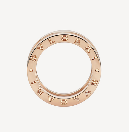 [Clover-Jewelry]ZERO 1 TWO-BAND LOOPS AND WHITE CERAMIC SPIRAL PINK GOLD RING