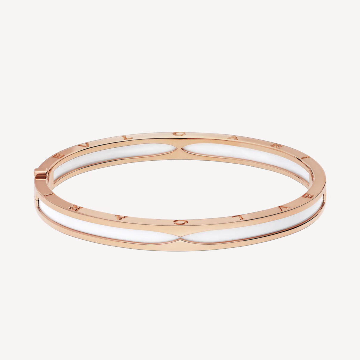 [Clover-Jewelry]ZERO 1 PINK GOLD WITH WHITE CERAMIC BRACELET