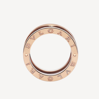 [Clover-Jewelry]ZERO 1 FOUR-BAND LOOPS AND BLACK CERAMIC SPIRAL PINK GOLD RING