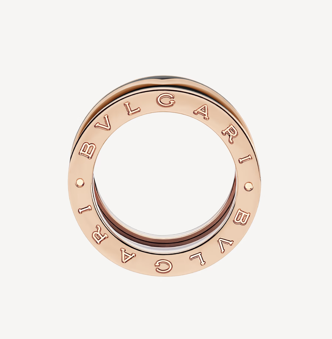 [Clover-Jewelry]ZERO 1 TWO-BAND WITH MATTE BLACK CERAMIC PINK GOLD RING