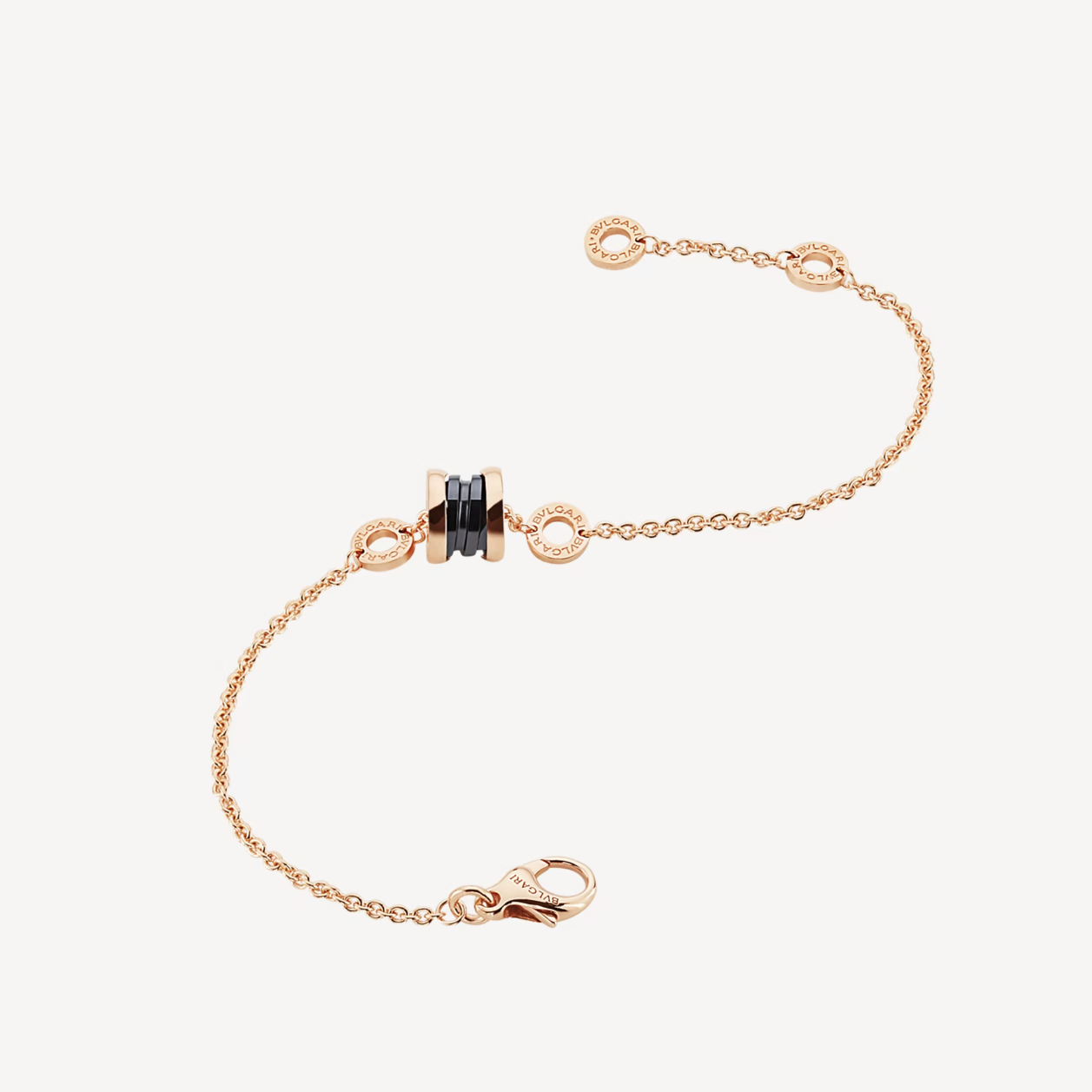 [Clover-Jewelry]ZERO 1 SOFT PINK GOLD AND BLACK CERAMIC BRACELET