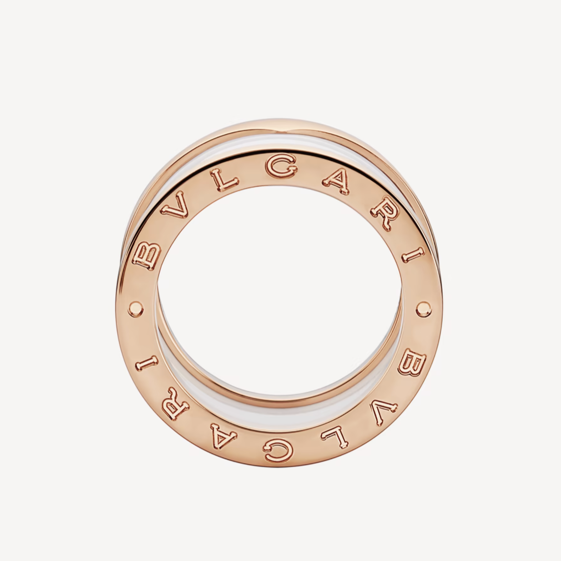 [Clover-Jewelry]ZERO 1 FOUR-BAND LOOPS AND WHITE CERAMIC SPIRAL PINK GOLD RING