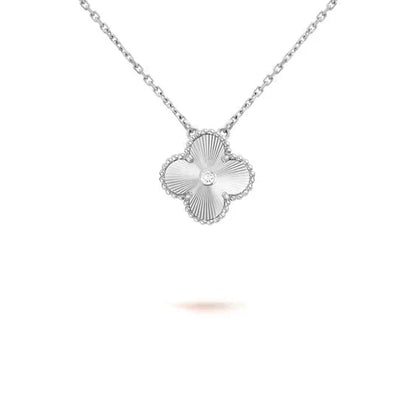 [Clover-Jewelry]CLOVER  15MM DIAMOND LASER NECKLACE SILVER