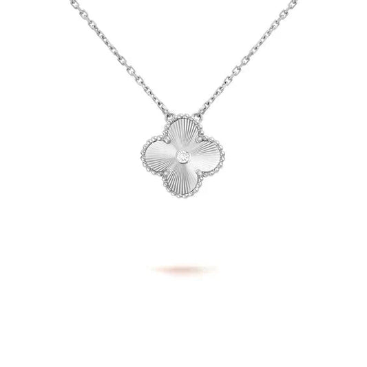 [Clover-Jewelry]CLOVER  15MM DIAMOND LASER NECKLACE SILVER