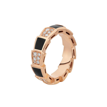 [Clover-Jewelry]SERPENTI RING PINK GOLD BLACK MOP DIAMOND PAVED 4MM