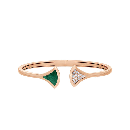 [Clover-Jewelry]DREAM BRACELET OPEN MALACHITE PINK GOLD