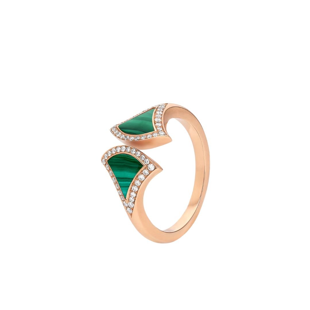 [Clover-Jewelry]DREAM MALACHITE DIAMOND OPEN RING