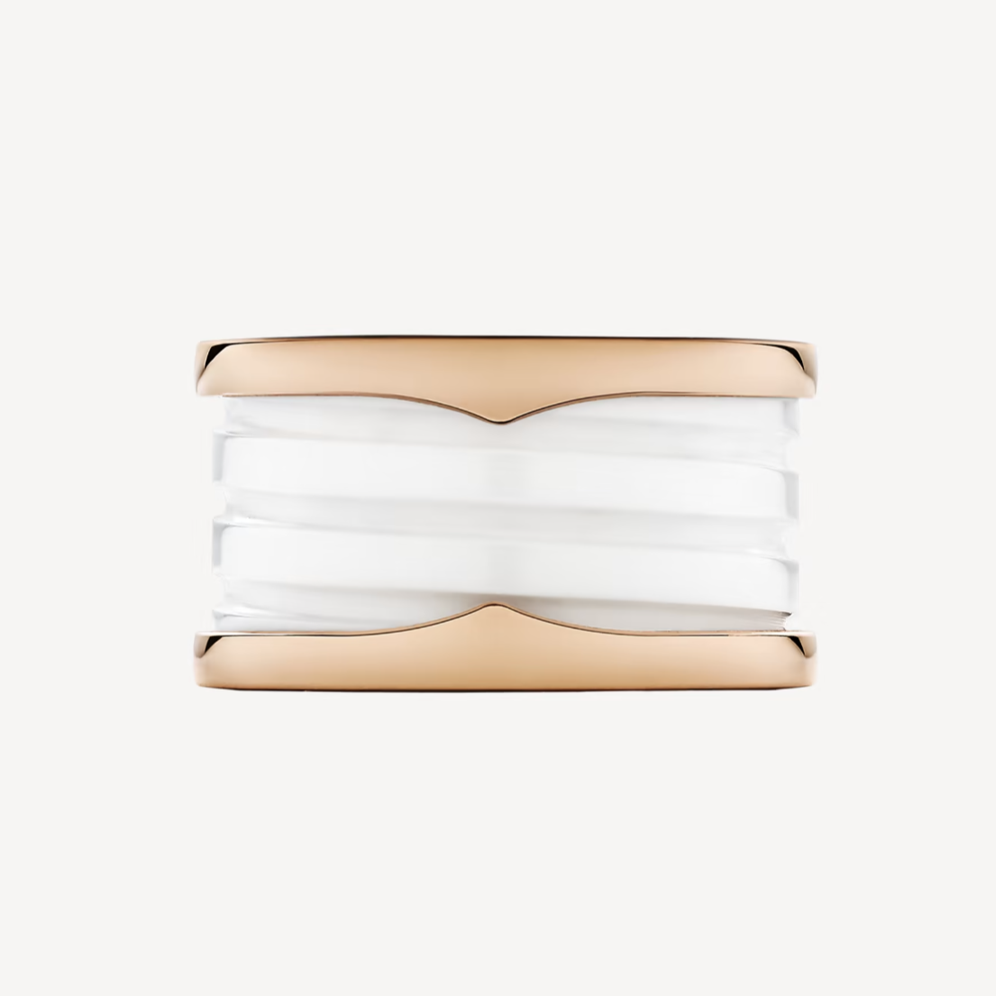 [Clover-Jewelry]ZERO 1 FOUR-BAND LOOPS AND WHITE CERAMIC SPIRAL PINK GOLD RING