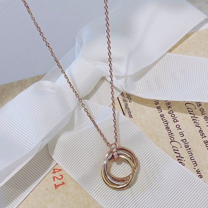 [Clover-Jewelry]TRINITY NECKLACE GOLD  DIAMONDS