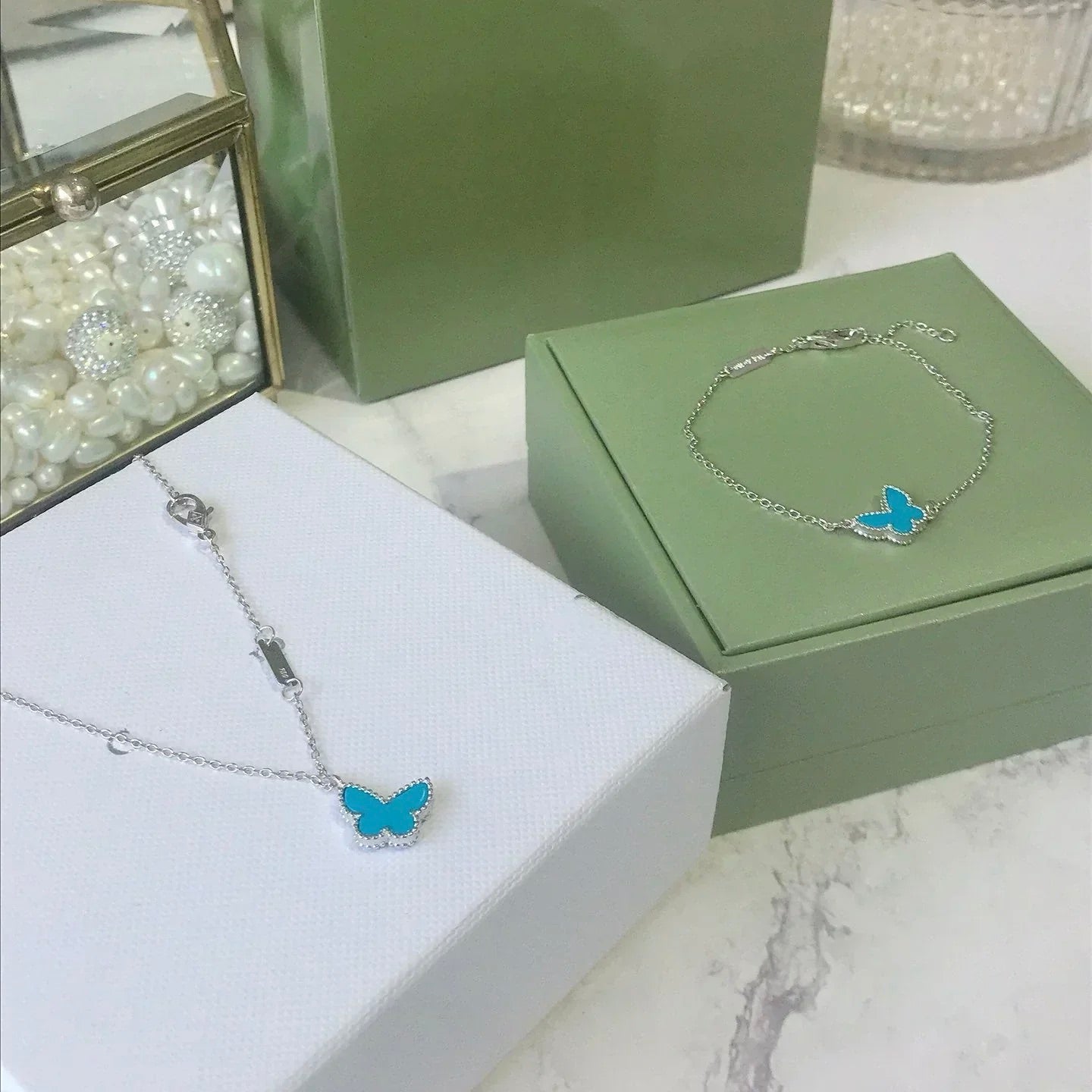 [Clover-Jewelry]BUTTERFLY TURQUOISE BUTTERFLY BRACELET SILVER